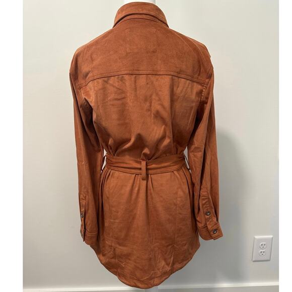 Jessica Simpson Button Front Brown Suede Dress - Picture 2 of 12